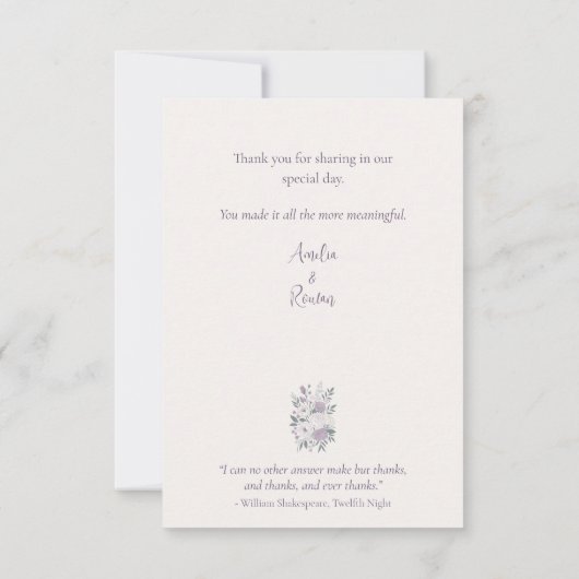 Moderne Dank u Elegante Lavendel Bloemenboog Bedankkaart (Achterkant)
