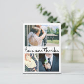 Moderne dank u handgeschreven drie trouwfoto's briefkaart (Staand voorkant)