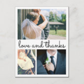 Moderne dank u handgeschreven drie trouwfoto's briefkaart (Voorkant)
