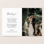 Moderne dank u handgeschreven trouwfoto goud folie kaarten (Binnen)