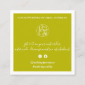 Moderne dank u het manuscriptorde eenvoudige groen vierkante visitekaartje (Achterkant)