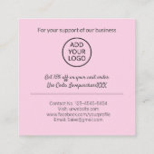 Moderne dank u het manuscriptorde minimale roze vierkante visitekaartje (Achterkant)