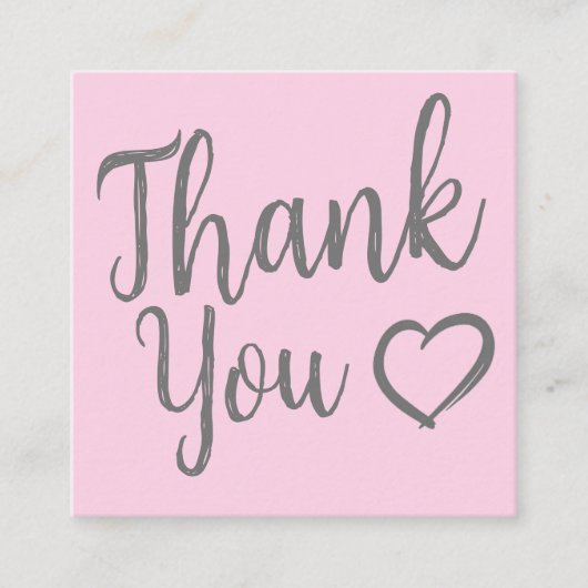 Moderne dank u het manuscriptorde minimale roze vierkante visitekaartje (Voorkant)