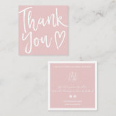 Moderne dank u het manuscriptorde minimale roze vierkante visitekaartje (Voorkant / Achterkant)