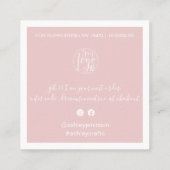 Moderne dank u het manuscriptorde minimale roze vierkante visitekaartje (Achterkant)