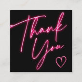 Moderne dank u het script neon roze Qr code Vierkante Visitekaartje (Voorkant)