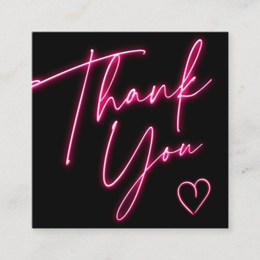 Moderne dank u het script neon roze Qr code Vierkante Visitekaartje (Voorkant)