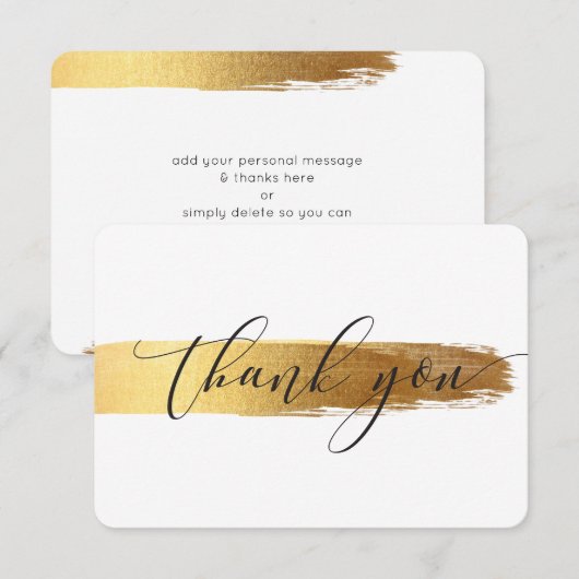 MODERNE DANK U luxe kalligrafie gouden borstel Bedankkaart (Voorkant / Achterkant)
