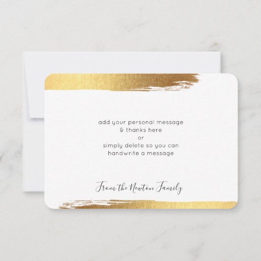 MODERNE DANK U luxe kalligrafie gouden borstel Bedankkaart (Achterkant)
