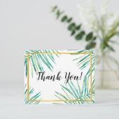 MODERNE DANK U luxe tropische palmbladeren geblade Bedankkaart (Staand voorkant)