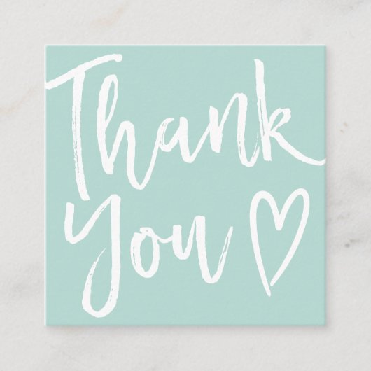 Moderne dank u manuscriptorde minimaal blauwgroen  vierkante visitekaartje (Voorkant)