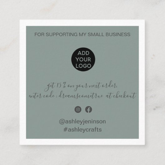 Moderne dank u manuscriptorde minimale groenvoer vierkante visitekaartje (Achterkant)