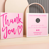 Moderne dank u manuscriptorde minimale retro roze vierkante visitekaartje