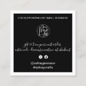 Moderne dank u manuscriptorde minimale zwarte wit vierkante visitekaartje (Achterkant)