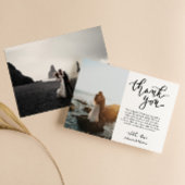 Moderne dank u script bruiloft foto bedankkaart