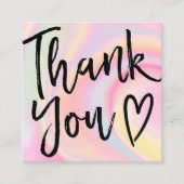 Moderne dank u script orde holografisch vierkante visitekaartje (Voorkant)