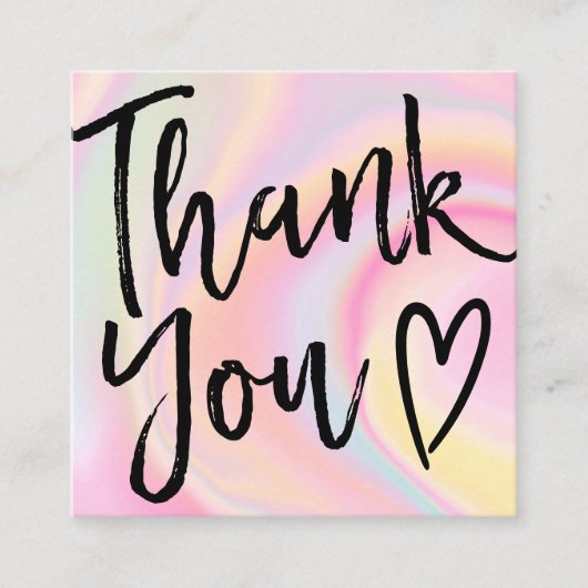 Moderne dank u script orde holografisch vierkante visitekaartje (Voorkant)