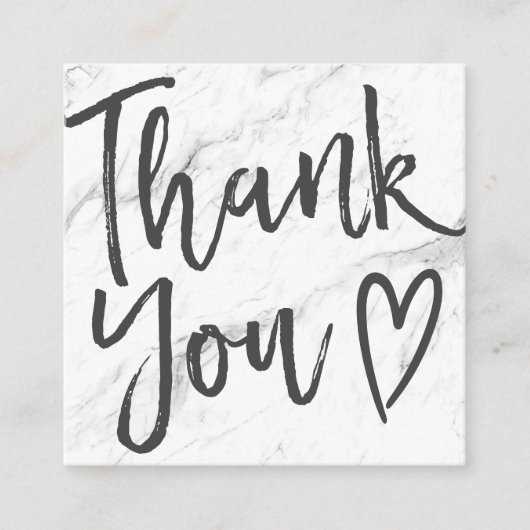 Moderne dank u script orde marmeren blush roze vierkante visitekaartje (Voorkant)