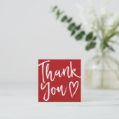Moderne dank u script orde rode kerst vierkante visitekaartje (Staand voorkant)