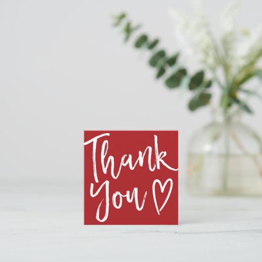 Moderne dank u script orde rode kerst vierkante visitekaartje (Staand voorkant)