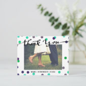 Moderne dank u typografie Confetti bruiloft foto Briefkaart (Staand voorkant)