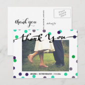 Moderne dank u typografie Confetti bruiloft foto Briefkaart (Voorkant / Achterkant)