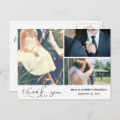 Moderne dank u typografie drie bruiloft foto's briefkaart (Voorkant / Achterkant)