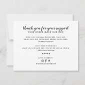 Moderne dank u voor de steunkaart bedankkaart (Achterkant)