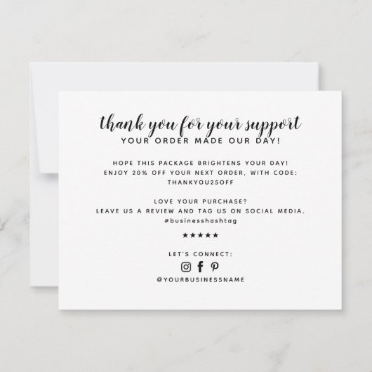 Moderne dank u voor de steunkaart bedankkaart (Achterkant)