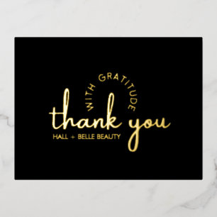 Moderne, dank u voor het script Gold Black Custom Folie Feestdagen Briefkaart