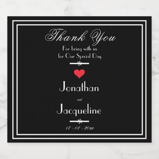 Moderne dank u voor scriptnaam bruiloft sparkling wijnetiket (Enkel label)