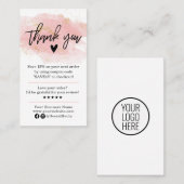 Moderne dank u voor uw bestelling roze en zwarte b visitekaartje (Voorkant / Achterkant)