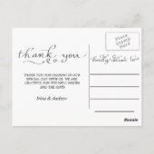 Moderne dank u witte script drie bruiloft foto's briefkaart (Achterkant)