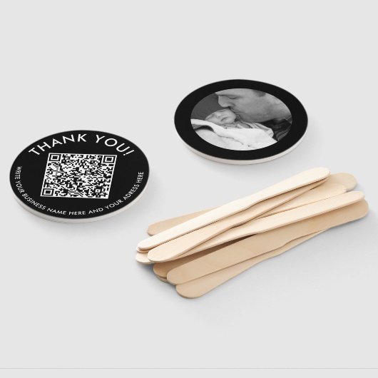 Moderne Dank u Zwart Wit Website Scan QR Code Handwaaier (Niet-gemonteerd)