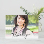 MODERNE DANK U zwarte inkt kalligrafie schrijven Bedankkaart (Staand voorkant)
