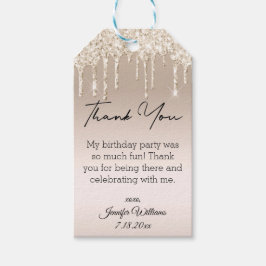 moderne dank voor 16 gouden druppelaars cadeaulabel