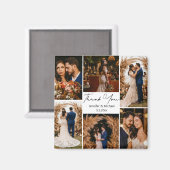 moderne dank voor 6 foto ' s collage bruiloft magneet (Voorkant / Achterkant)
