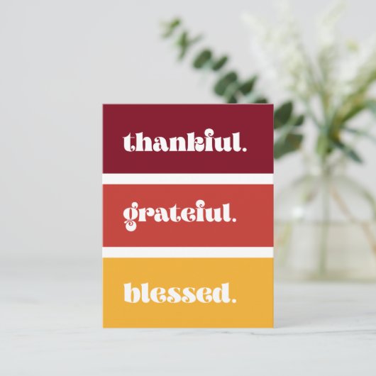 Moderne Dankbare Bedankte Gezegende Thanksgiving Briefkaart (Staand voorkant)