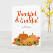 Moderne Dankbare & Dankbare Zonnebloem Thanksgivin Kaart (Gele Bloem)