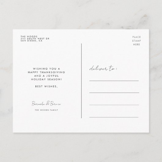 Moderne dankbare goddelijke Thanksgiving zonder gr Briefkaart (Achterkant)