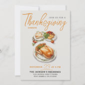 Moderne Dankbare Herfst Bedankt Diner Waterverf Kaart (Voorkant)