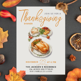Moderne Dankbare Herfst Bedankt Diner Waterverf Kaart