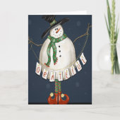 Moderne Dankbare Schattigee Sneeuwman Kerstinspira Kaart (Voorkant)