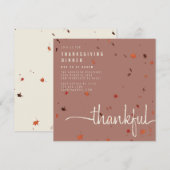 Moderne dankbare Thanksgiving Dinner Script Leaves Kaart (Voorkant / Achterkant)