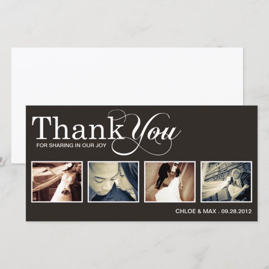 MODERNE DANKBETUIGING | TROUWKAART BEDANKJE BEDANKKAART (Voorkant / Achterkant)