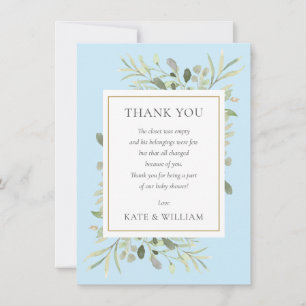 Moderne Dankgedicht voor Baby Jongens Shower Blauw Bedankkaart