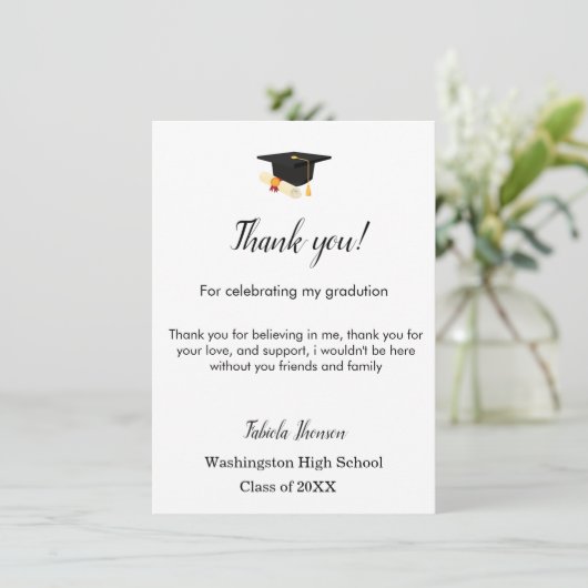 Moderne dankjewel afstuderen bericht menu (Staand voorkant)