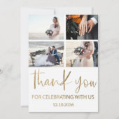 Moderne dankjewel, gouden en witte bruiloft bedankkaart (Voorkant)