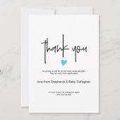 Moderne dankjewel kaart met klein blauw hart (Voorkant)