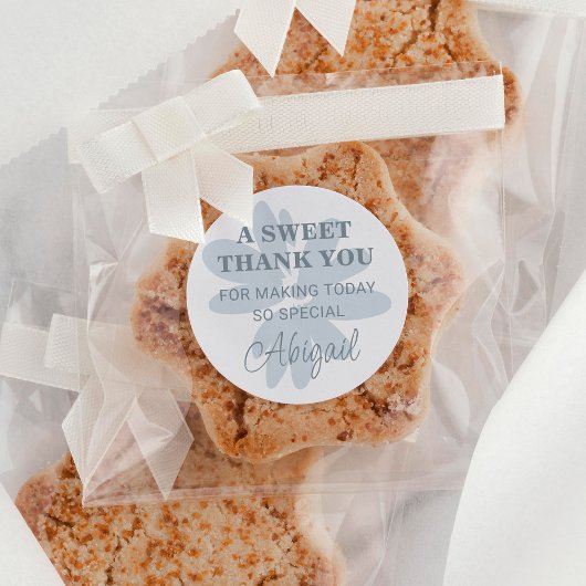 Moderne Dankjewel Pastelblauwe Madeliefjesbloem Ronde Sticker